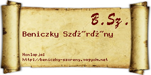 Beniczky Szörény névjegykártya